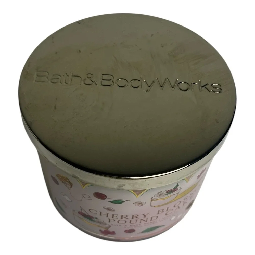 Bath & Body Works Cherry Blossom Pound Cake 3 Wick Scented Candle  14.5 oz